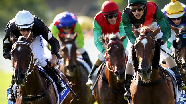 Hawkesbury Races Race 4-  First across the line ECUADOR ridden by Thomas Huet ( black/white silks ) ends up 2nd after  losing a protest from JUST AS COSMIC ridden by Steven Wilson (green sleeves/cap ) .