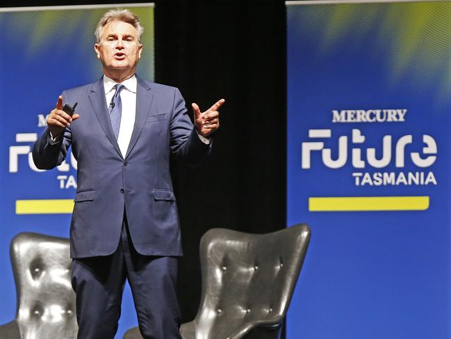 Bernard Salt delivers his Future Tasmanian talk. Picture: ZAK SIMMONDS