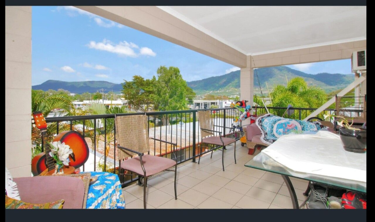 The property features a large balcony with a view over the ‘battlefield’. Picture: Domain