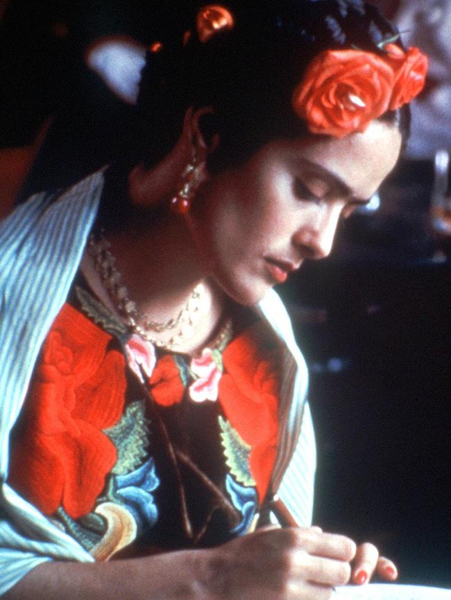 Salma Hayek on location during shooting of scene for the film Frida. Picture: Supplied