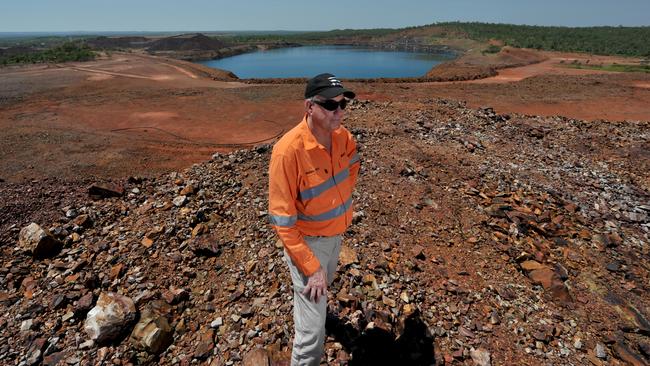 Department of Resources Director of Mining Performance Russell Ball inspect the Batman Pit at Mount Todd mine in 2012.