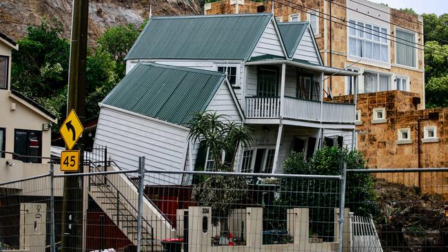 A house at Remuera destroyed by a landslide. Picture: Alex Burton