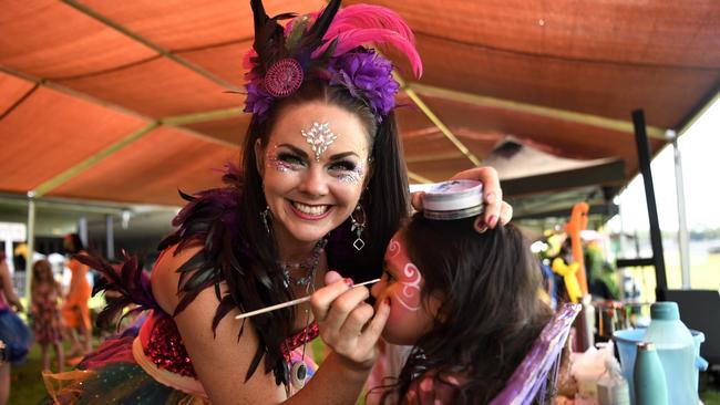 Raavi Kaur, 3, getting her face painted at the Chief Minister's Cup Day at the Darwin Turf Club on Saturday, July 15.