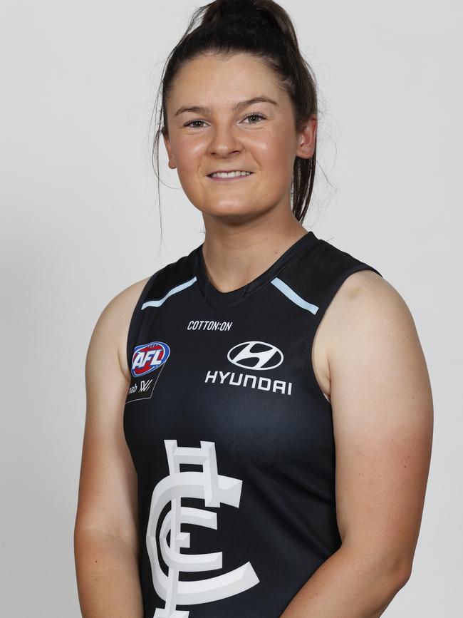 Courtney Webb in her Carlton jumped in 2018. Picture: Michael Willson/AFL Media