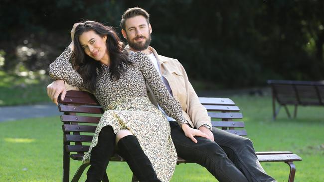 Megan Gale and Shaun Hampson. Picture: Alex Coppel