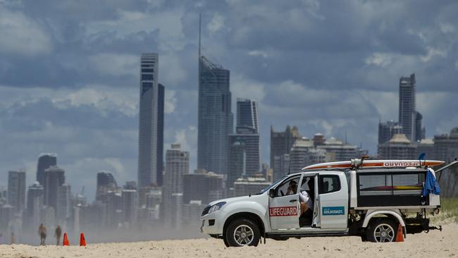 Gold Coast Lifeguards on duty at the Spit Beach. Picture: Jerad Williams