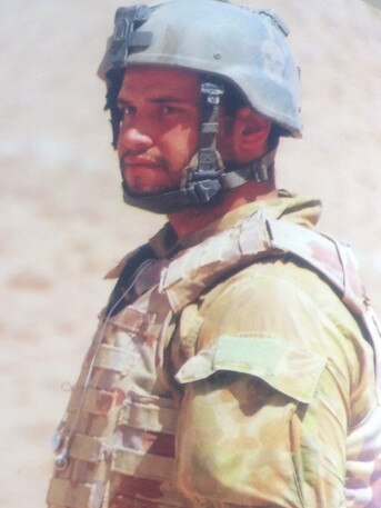 Jesse Bird, 32, killed himself in 2017 surrounded by paperwork from the DVA that rejected a claim for permanent impairment he had been fighting for two years. He is pictured in Afghanistan in 2009.