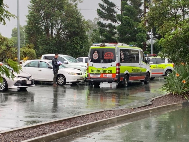 Emergency services at the scene of a double shooting at Upper Coomera. Picture: 9 News