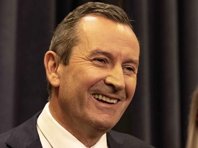 PERTH, AUSTRALIA - NewsWire Photos MAY 29, 2023: Western Australia Premier Mark McGowan announces he is quitting politics. Sarah his wife on his right side. Picture: NCA NewsWire / Colin Murty