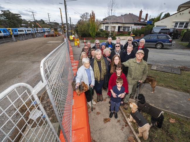 Residents detailed plans for a major new railway station being built just metres from their Mont Albert homes. Picture: Rob Leeson.