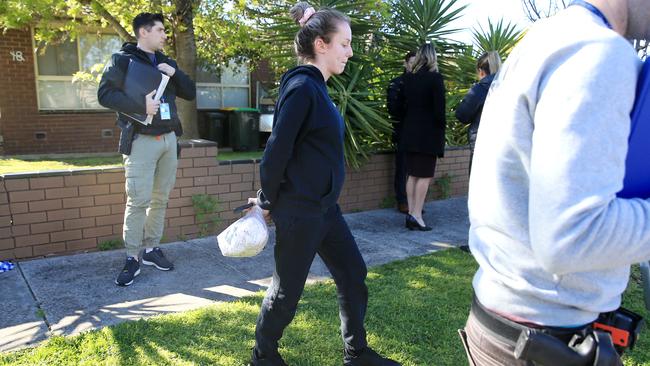 Britney Sampieri outside the crime scene. Picture: Mark Stewart