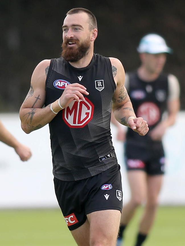 Charlie Dixon at Port Adelaide training. Picture Dean Martin