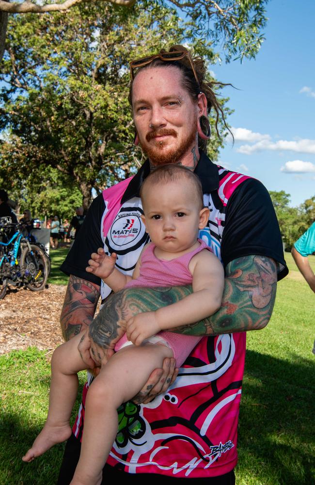 Gareth Roberts as DJ on the Bike Dom Whiting hit the streets of Darwin for the first time. Picture: Pema Tamang Pakhrin