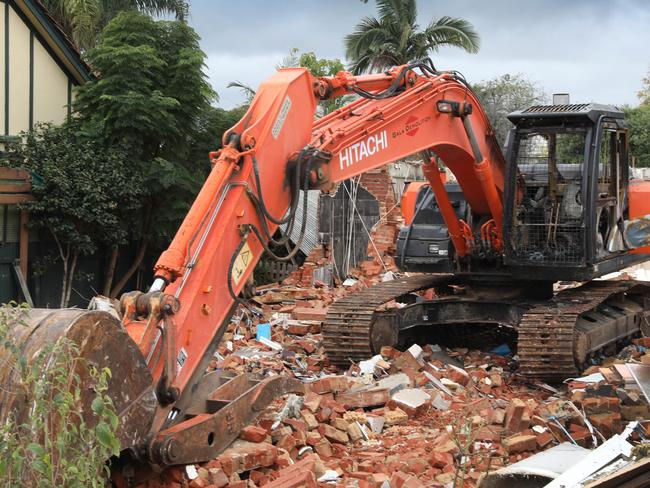 Police and fire crews were called to Castlebar Road, Lockleys at 1.10am on Sunday 30 April by reports of a fire at a house demolition site, where an excavator was destroyed by fire. 30 April 2023. Picture Dean Martin