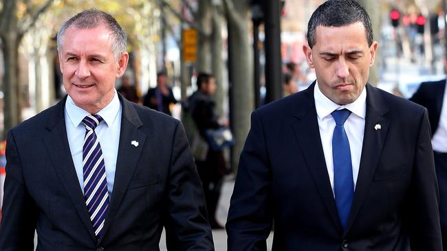 18/06/15 State Premier Jay Weatherill and Treasurer Tom Koutsantonis arrive at the Adelaide Convention Centre before later delivering the Budget today. photo Calum Robertson