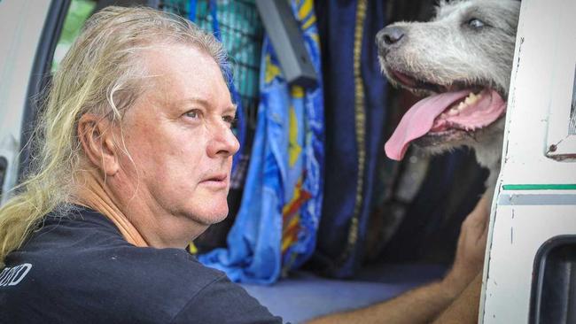 Scott Collins was reunited with pet dog Percy, 6 after evacuating their home in Deepwater National Park last Sunday. A week on, they've been told they've lost everything.