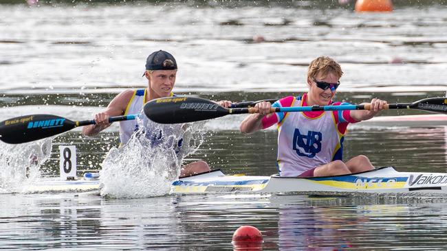 Jake Morris and Bailey Clues winning the K2 under 18 race at Penrith.