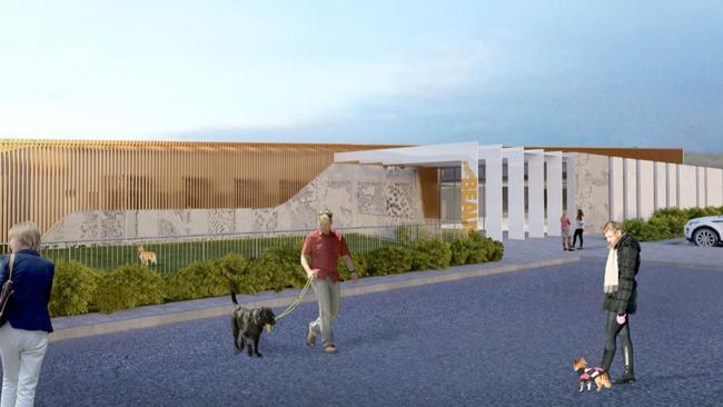 An artist’s impression of the exterior of the Adelaide Airport pet hotel. Image: Supplied