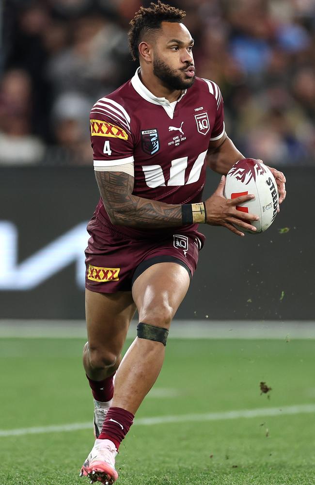 Hamiso Tabuai-Fidow the Maroons. Picture: Getty Images