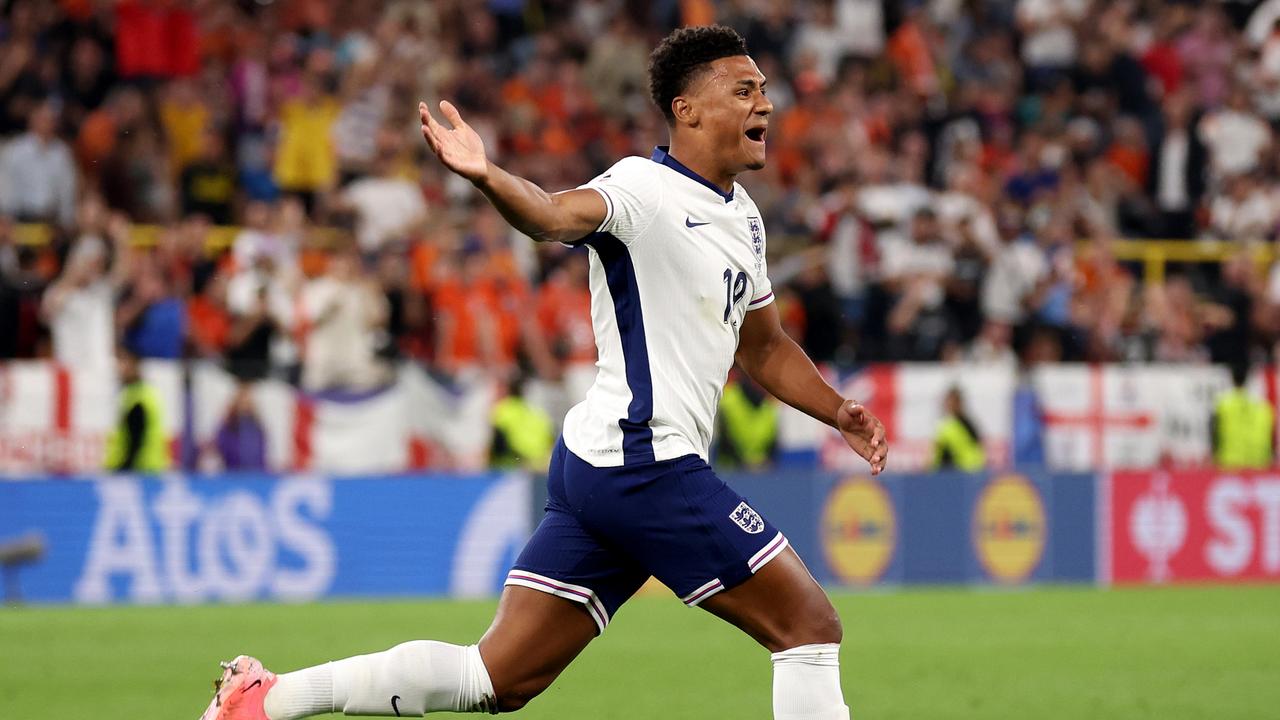 Ollie Watkins of England celebrates scoring. (Photo by Alex Livesey/Getty Images)