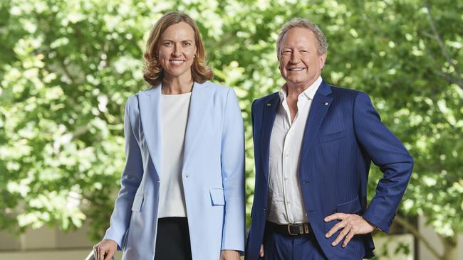 New Fortescue iron ore chief Fiona Hick (L) and Fortescue chief executive Andrew Forrest. Picture: Frances Andrijich