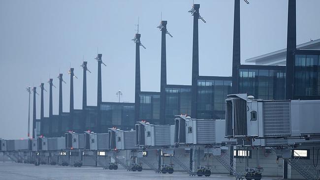 The lights are on by no plane has ever landed at Berlin Brandenburg Airport. Picture: Sean Gallup/Getty Images.