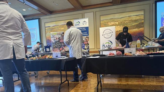 AMIC judges inspecting the meat at the 2024 Retail National Competition Weekend. Picture: Dobbie's Butchery / Supplied.