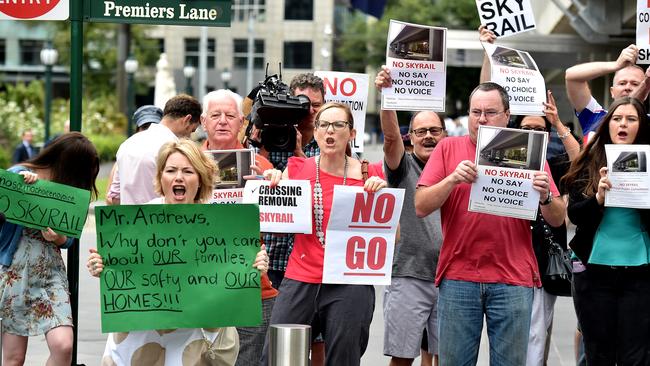 Skyrail protest. Picture: Jay Town