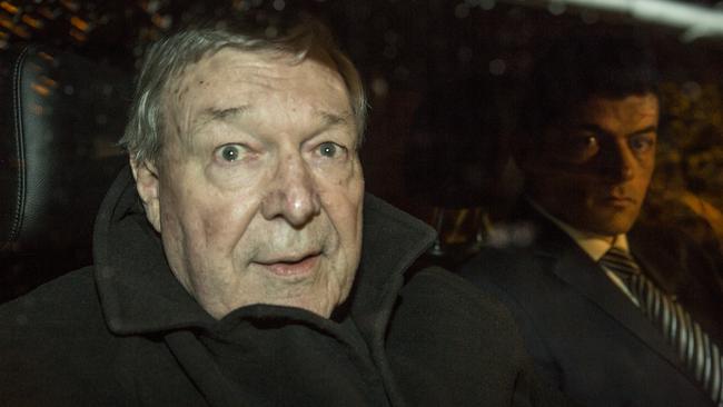 Cardinal George Pell leaves the Hotel Quirinale in Rome at 3am local time after giving evidence. Picture: Ella Pellegrini