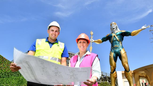 Cameron Crawford - Project Manager and Llewella McNabb Inside the New Atlantis precinct at Sea World. Picture, John Gass