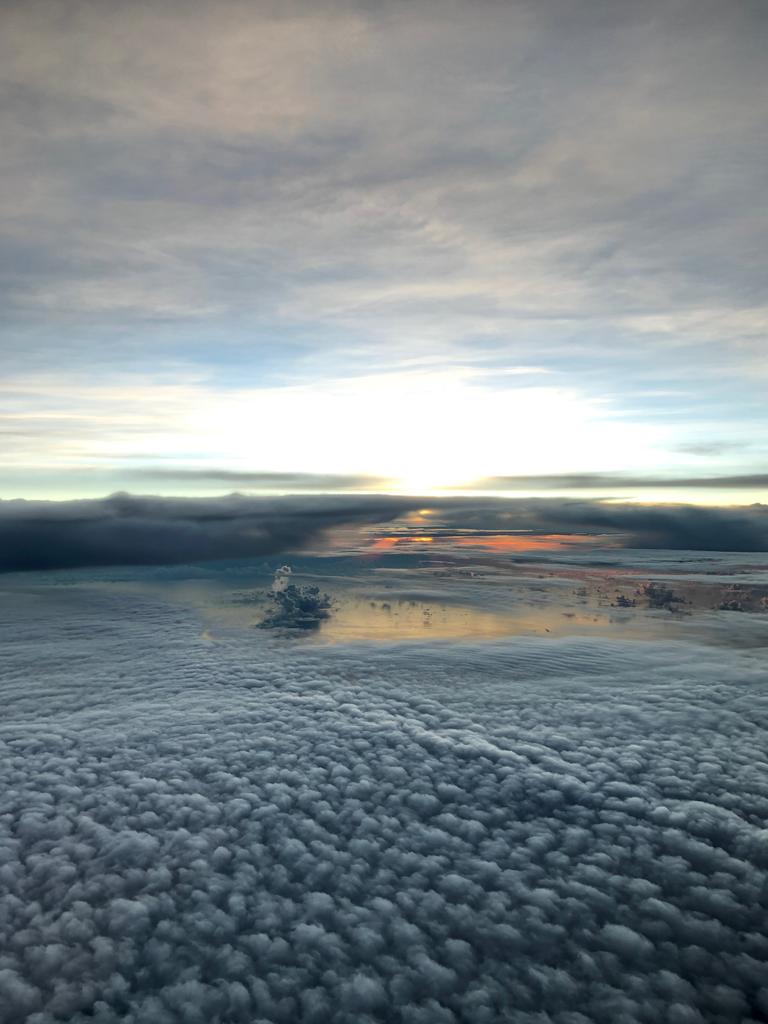 The crew enjoyed sunrise over Indonesia on the journey to Brisbane. Picture: Virgin Australia