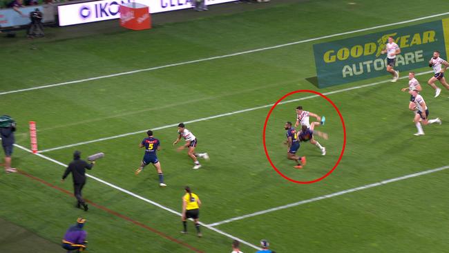 Victor Radley's late hit on Cameron Munster. Fox Sports