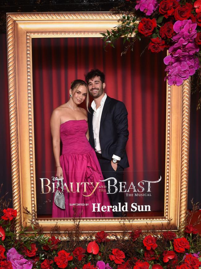 Opening night: Beauty and The Beast at Her Majestys Theatre, Melbourne. (L-R) Tully Smyth (influencer) and Ned. Picture: Josie Hayden