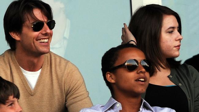 Tom Cruise with Connor and Isabella in 2009. Picture: Getty Images.