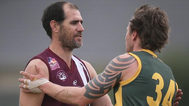 OSB Lonsdale's Trevor Rigney (right) is again a goalkicking threat in 2022. Picture: Dean Martin