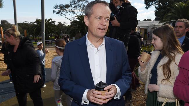 Bill Shorten in Moonee Ponds yesterday.