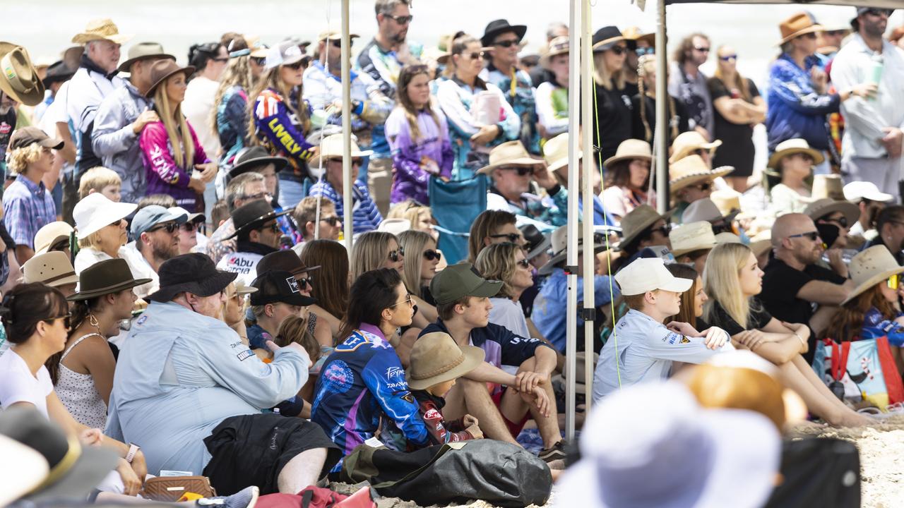 A large crowd gathered at Rainbow Beach to farewell Levi Hanna.