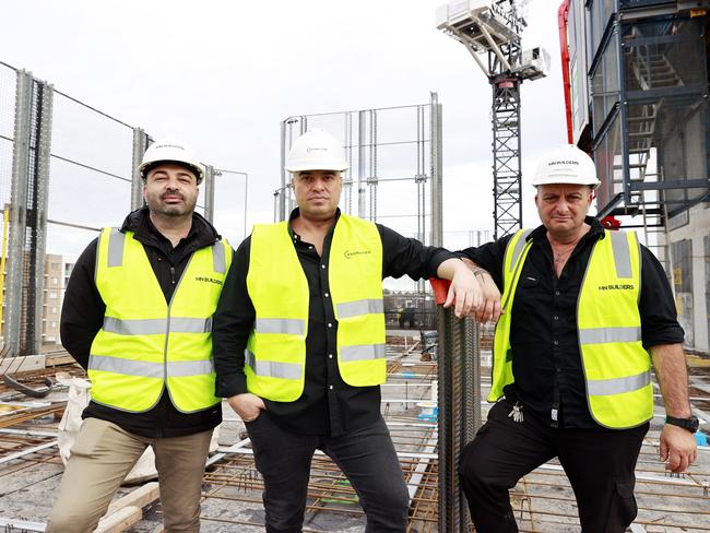 Coronation Property’s Senior Project Manager Ramy Azzam, Managing Director of Coronation Joe Nahas and Senior Site Manager Carlo Cordi. Picture: Tim Hunter.