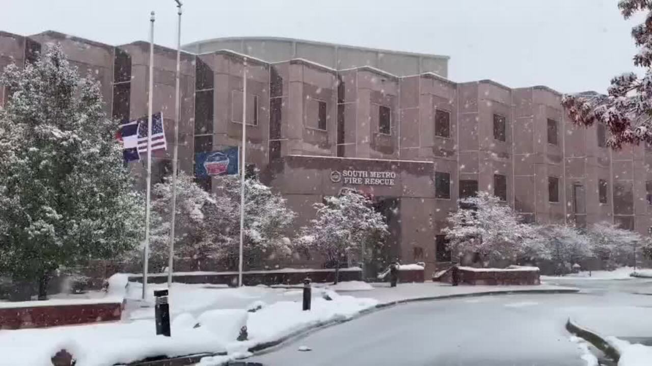 Heavy Snow Falls at Fire-Rescue HQ in Colorado's Centennial