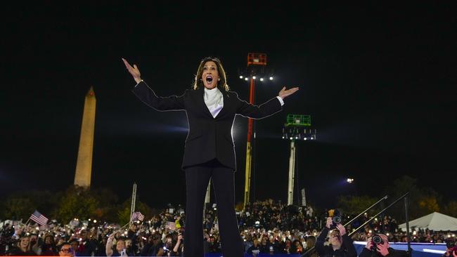 Kamala Harris reacts before speaking at the Ellipse in Washington, D.C. Picture: AP Photo/Jacquelyn Martin