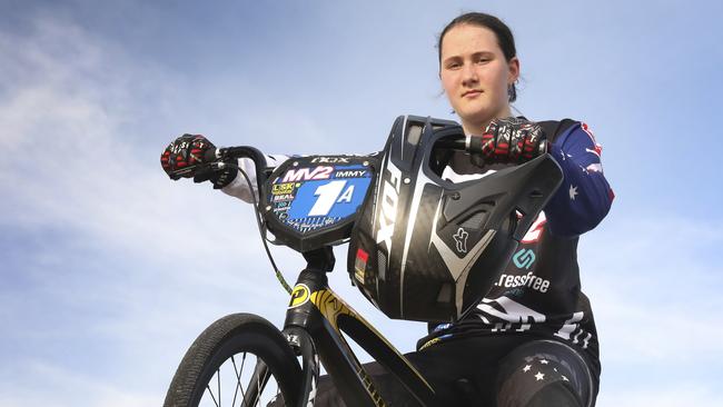 Imogen Healy, 12, has won three national BMX titles in a row. Picture: Dean Martin