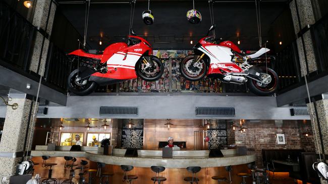 Italian motorbikes adorn Criniti's Restaurant in Woolloomooloo.