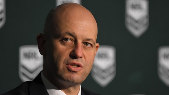 NRL CEO Todd Greenberg at a media briefing today at NRL headquarters in Sydney, Tuesday, June 12, 2018. (AAP Image/Simon Bullard) NO ARCHIVING, EDITORIAL USE ONLY