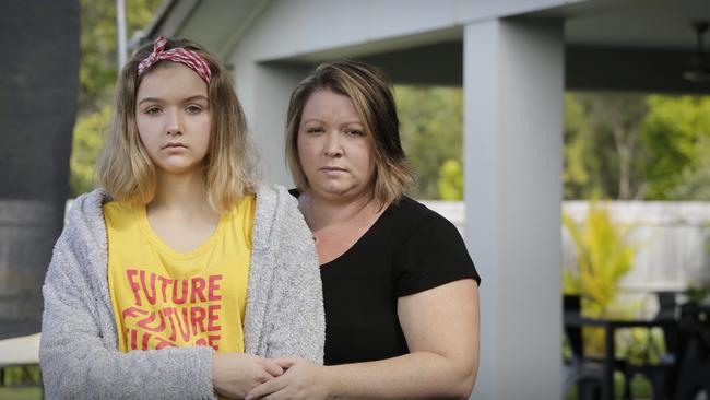 Angelina Joyce, 13, with her mother Lindsay Joyce. Picture: AAP/Megan Slade