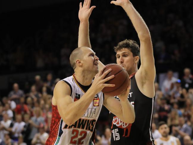 WOLLONGONG, AUSTRALIA - FEBRUARY 02: Tim Coenraad of the Hawks looks to shoot during the round 18 NBL match between the Illawarra Hawks and the New Zealand Breakers at WIN Entertainment Centre on February 02, 2020 in Wollongong, Australia. (Photo by Mark Evans/Getty Images)