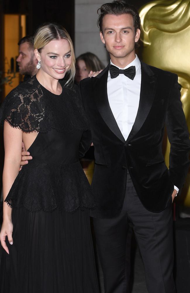 Margot Robbie took her little brother Cameron along to today’s BAFTAs. Picture: Getty Images.