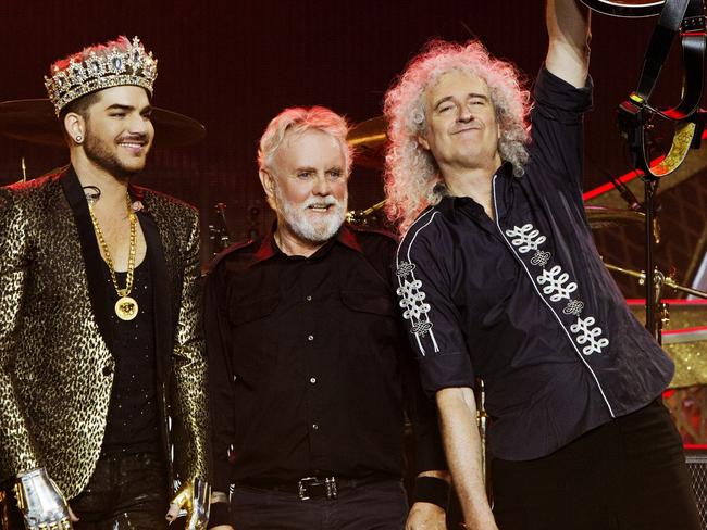 Lambert with Roger Taylor and Brian May. Picture: Supplied