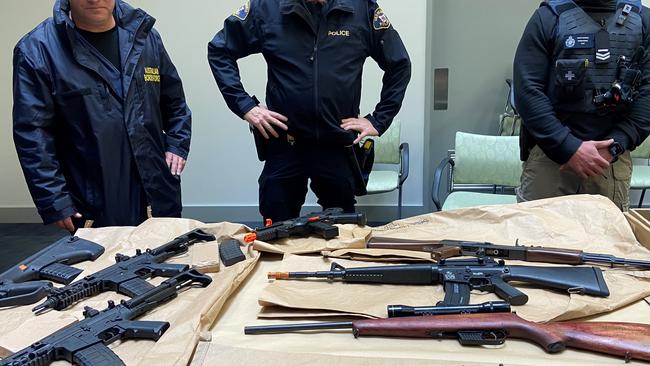 Australian Border Force and Tasmania Police seize multiple firearms located on properties in Southern Tasmania. Picture: Tasmania Police