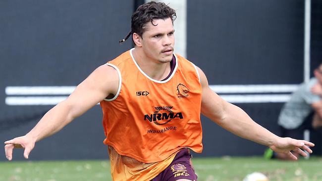 Out of favour Broncos James Roberts training with the reserves. Picture: AAP/Richard Gosling