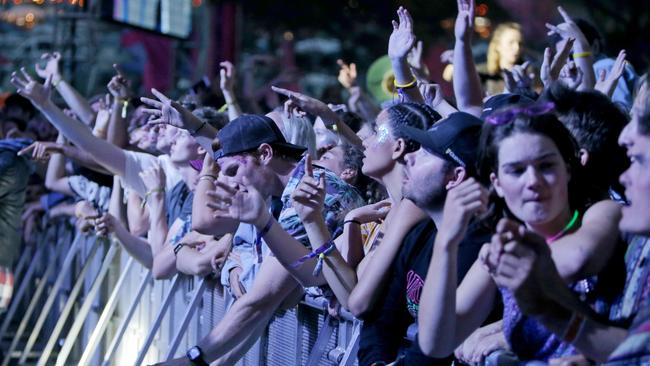 The crowd at the main stage at Marion Bay Falls Festival. Picture: Patrick Gee